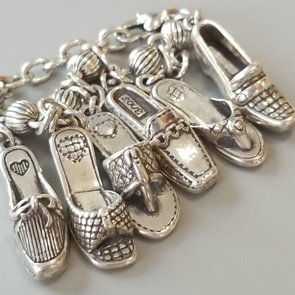 Brighton "SHOE LOVE" Detailed Silver Sandal, Slide, & Loafer 6-Charm Bracelet 👠 - Picture 15 of 16